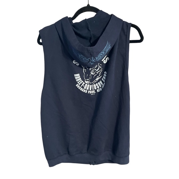 Harley Davidson Sleevless Hoodie Black Sz L Orchard Park, NY Southtowns Buffalo - Picture 4 of 7